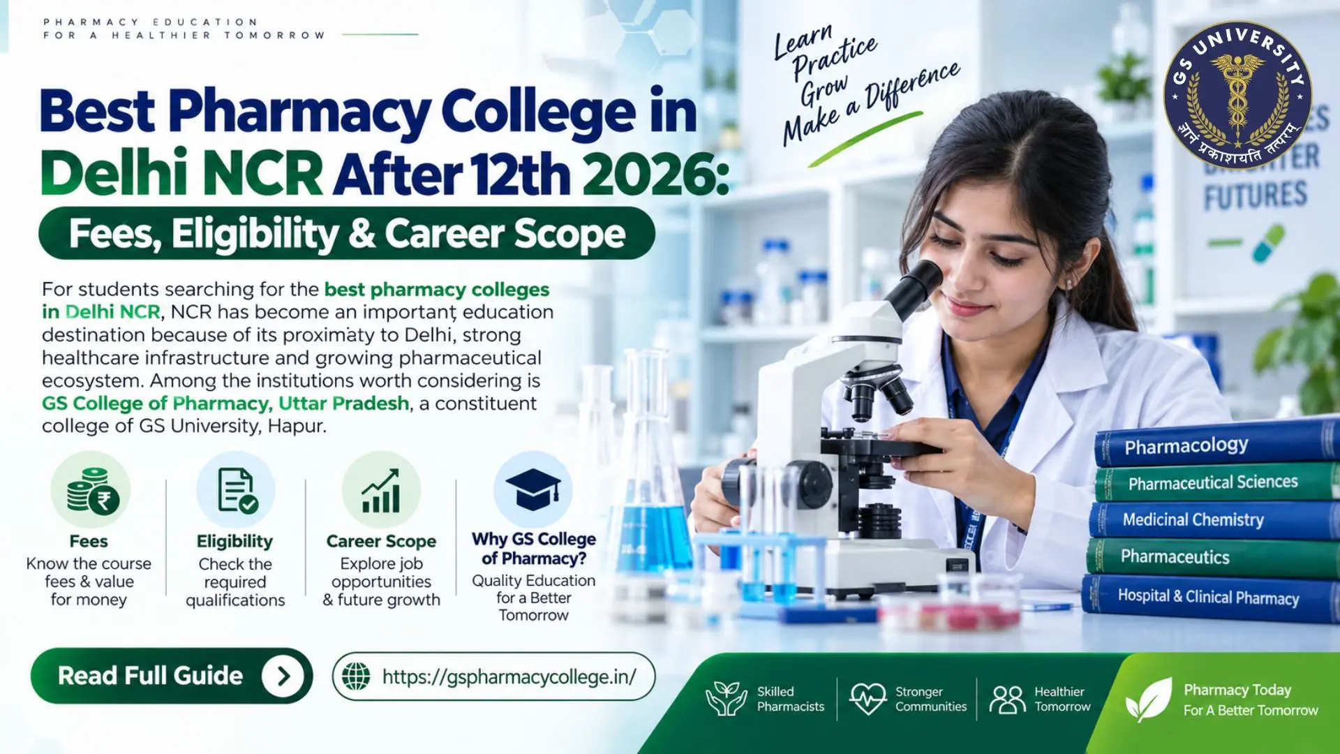 Best Pharmacy College in Delhi NCR After 12th 2026: Fees, Eligibility & Career Scope